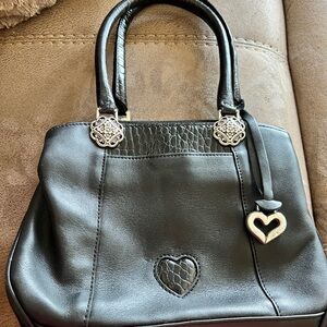 Brighton Vintage Elegant Pretty Tough Jo Black Handbag with Heart Charm G449450
